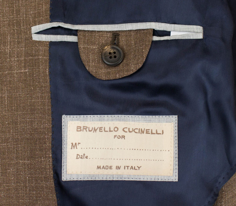 Wool Blend 3 Roll 2 Button Suit - Brown