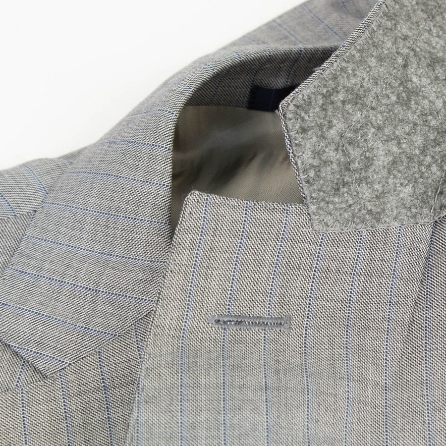 Striped Wool Two Button Suit - Light Gray
