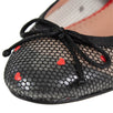 Plastic Mesh & Heart Ankle Ribbon Flats - Black