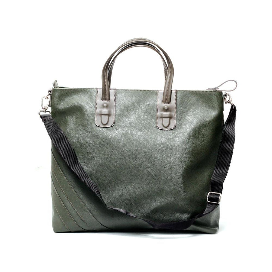 Saffiano Leather Zippered Tote Bag