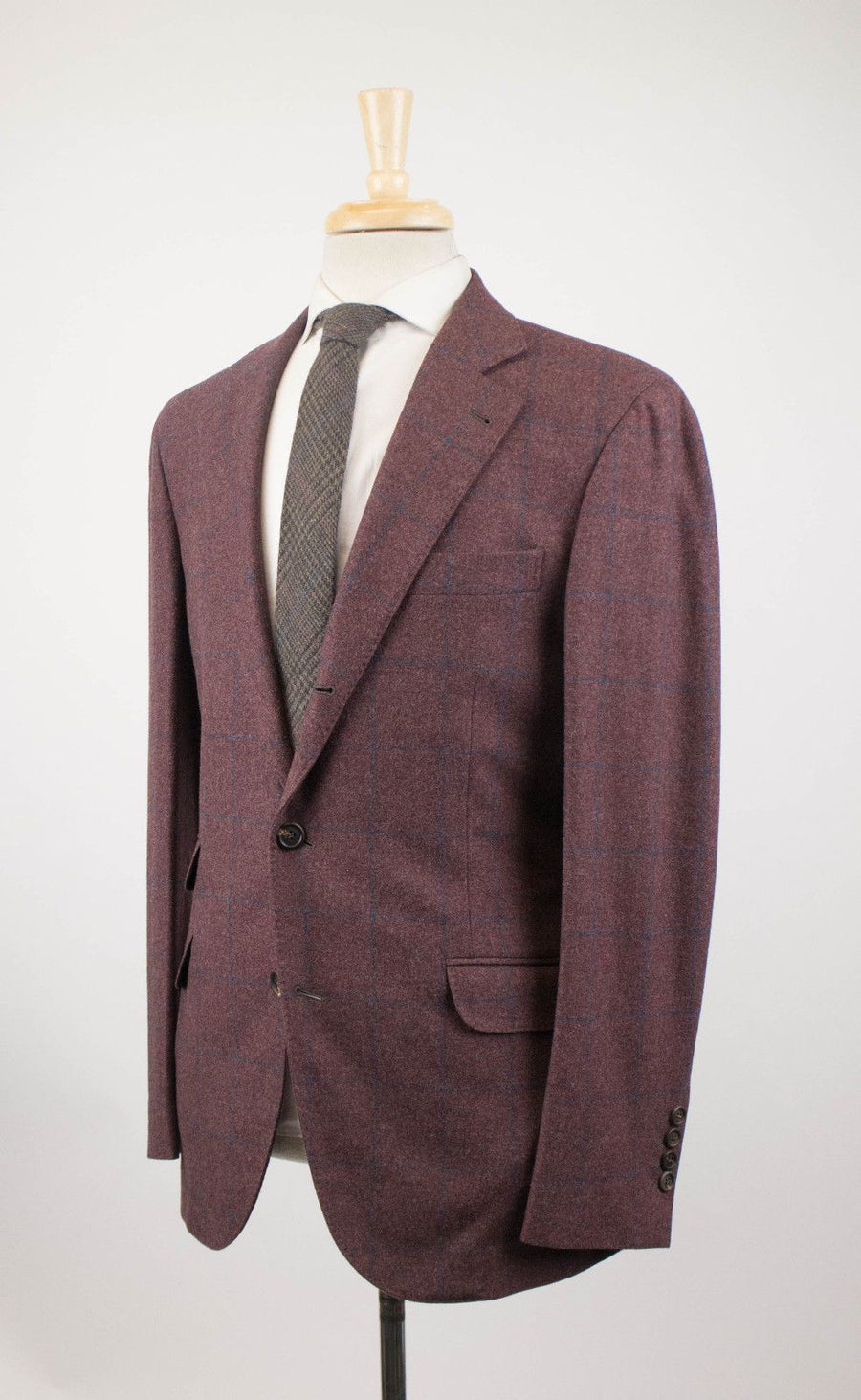 Cashmere Blend Windowpane 3/2 Button Sport Coat - Purple