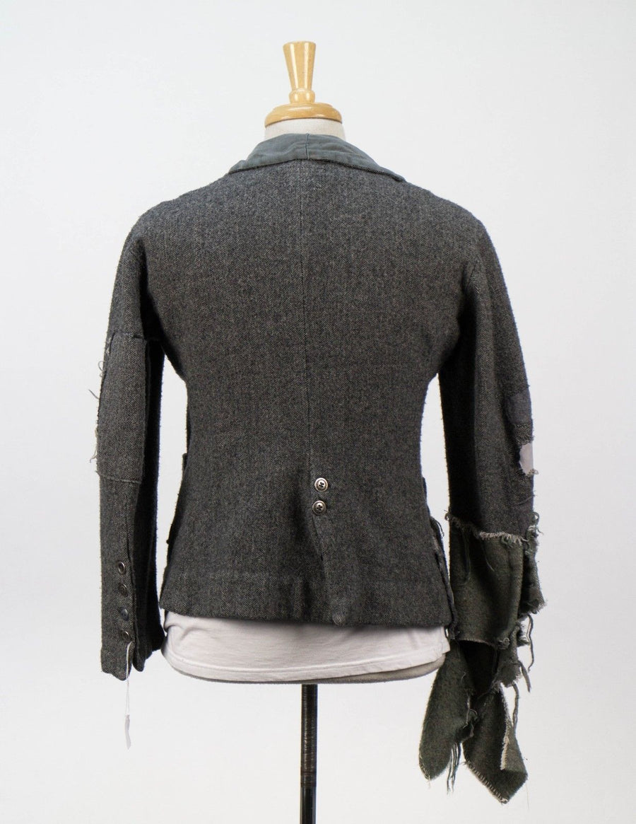 Wool-Silk No Button Distressed Sport Coat - Gray