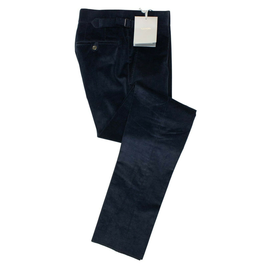Cotton Blend Corduroy Pants - Navy Blue