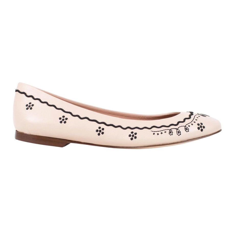 Leather Stitched Detailing Flats - Light Pink