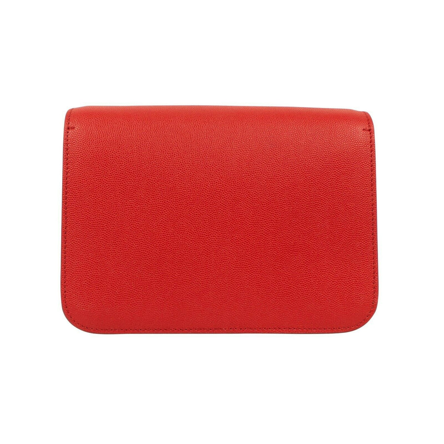 Grainy Leather 'TB' Monogram Shoulder Bag - Red