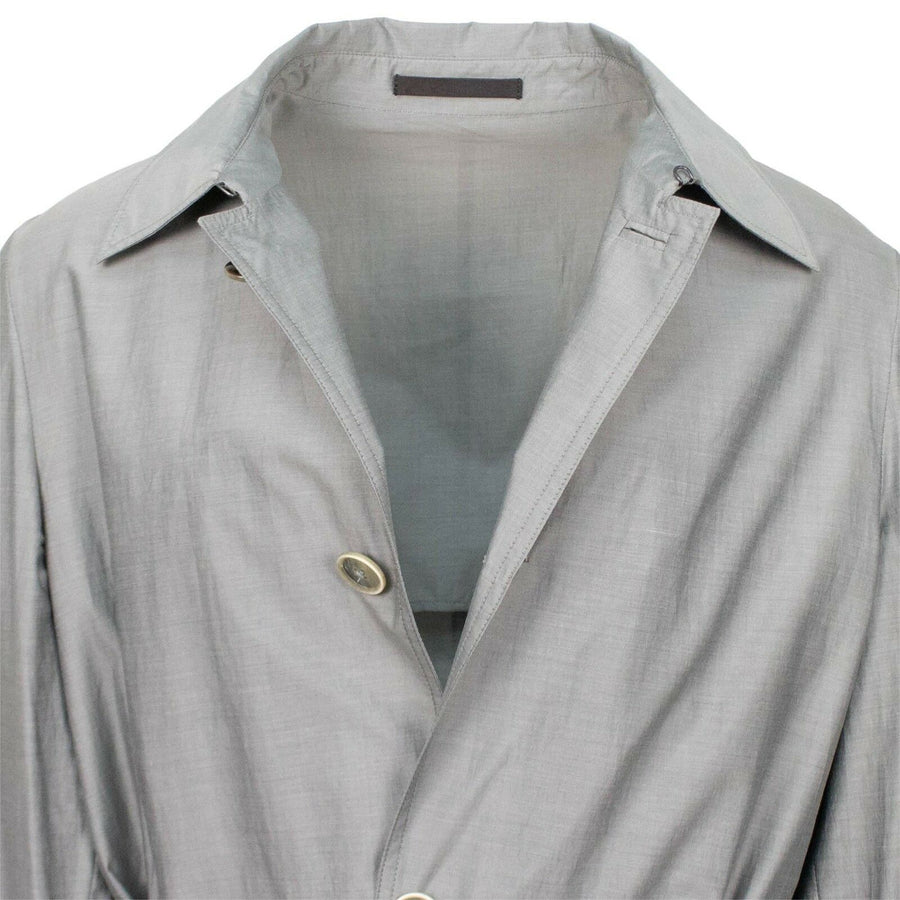 Cotton Blend Trench Coat - Gray