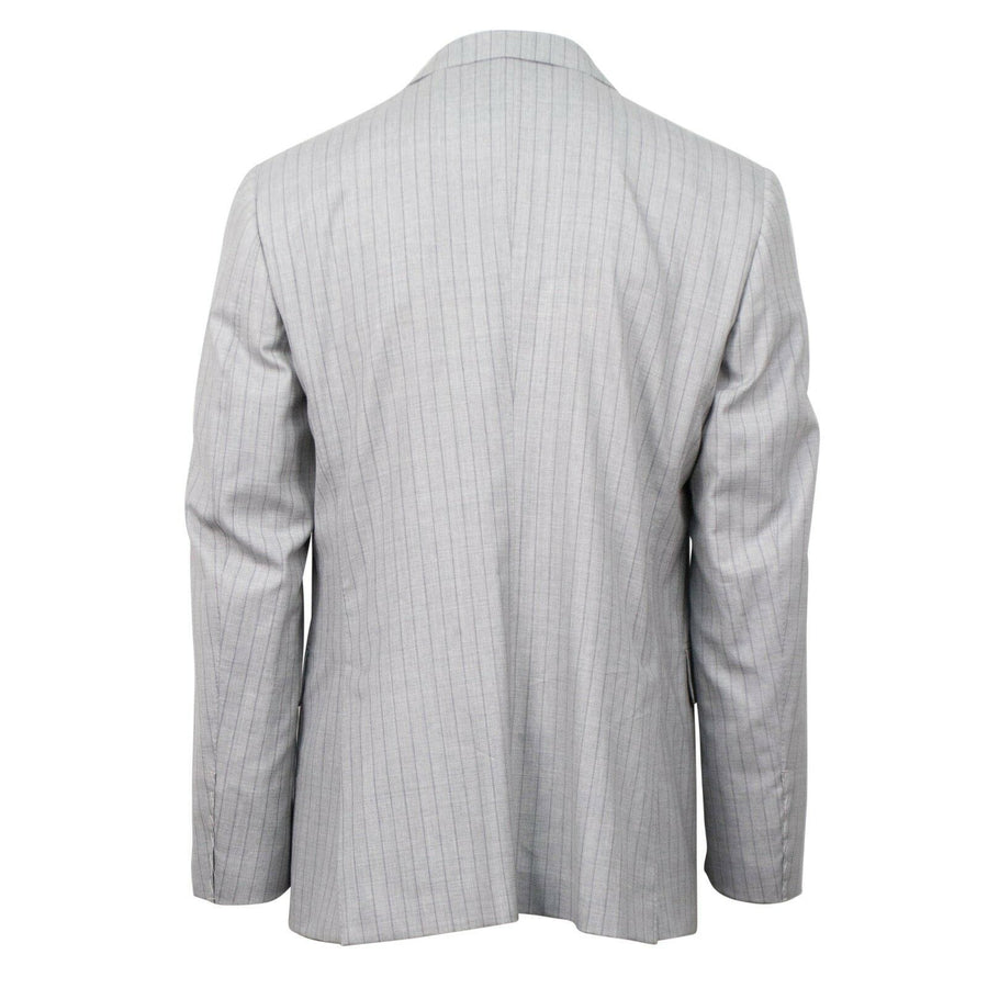 Drop 7 Striped Wool 3 Roll 2 Button Slim/Trim Fit - Light Gray