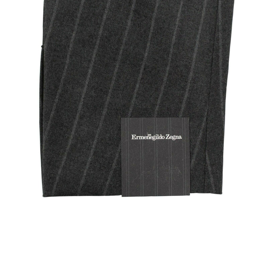 Striped Wool Two Button Suit - Gray