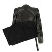 Asymmetric Denim & Leather Biker Jacket - Black