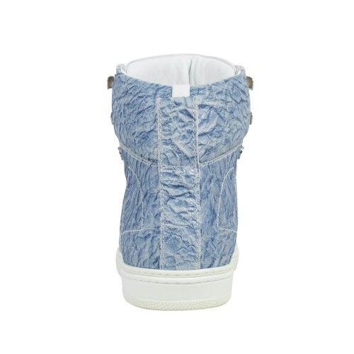 Crinkled Fabric High-Top Sneakers - Sky Blue