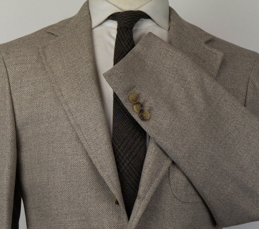 Wool Blend W/ Leather Sport Coat - Light Brown