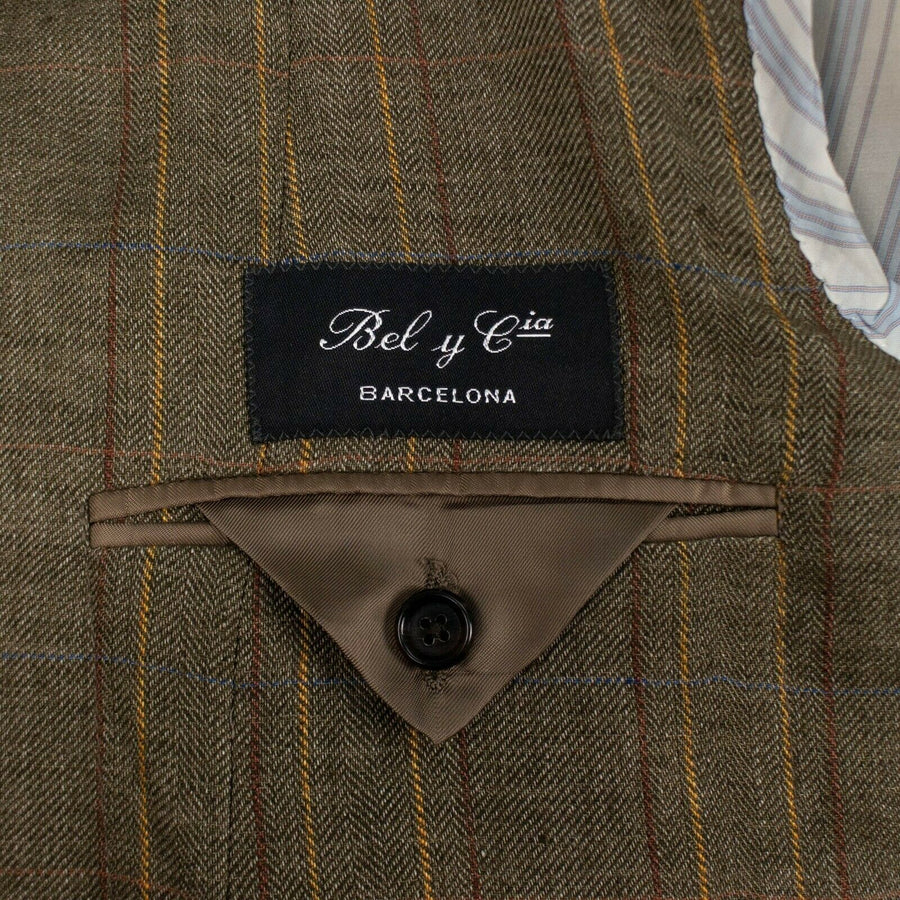 Drop 6 Plaid 3 Roll 2 Button Linen Sport Coat - Light Brown