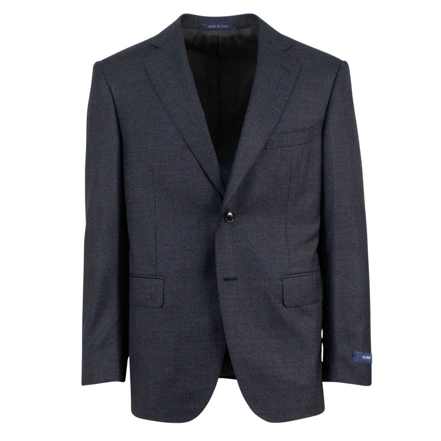 Micro Houndstooth Wool Two Button Suit - Charcoal Gray