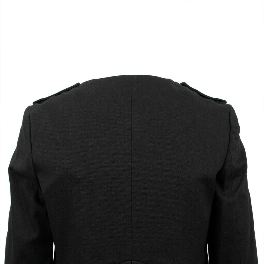 Cotton Blend Pleated Blazer - Black