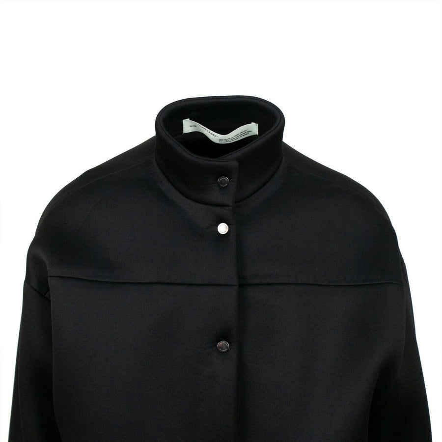 Oversize Scuba Button Front Jacket - Black / Orange