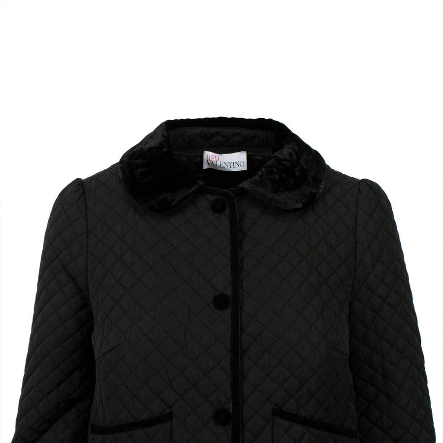 Diamond Quilted Short Flare Jacket - Black