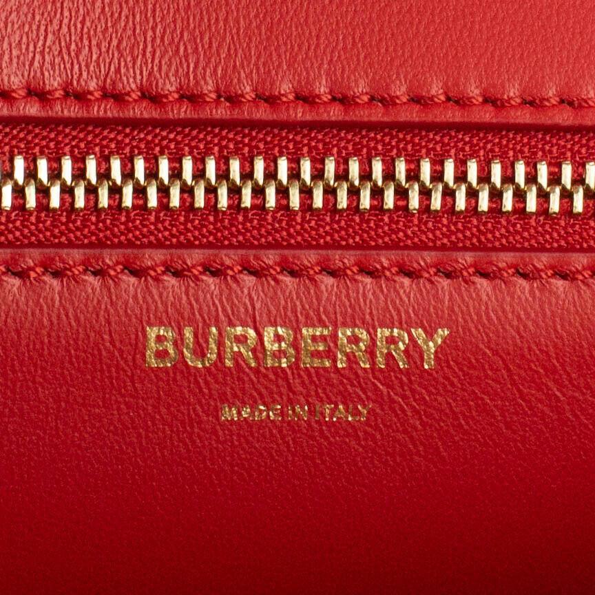 Grainy Leather 'TB' Monogram Shoulder Bag - Red