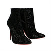 Eloise Velvet Glitter Short Boots - Black