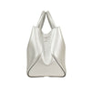 Grained Leather Open Barshopper Tote Bag - Silver