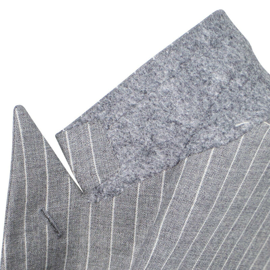 Drop 7 Striped Wool Double Breasted Slim/Trim Fit Suit - Gray