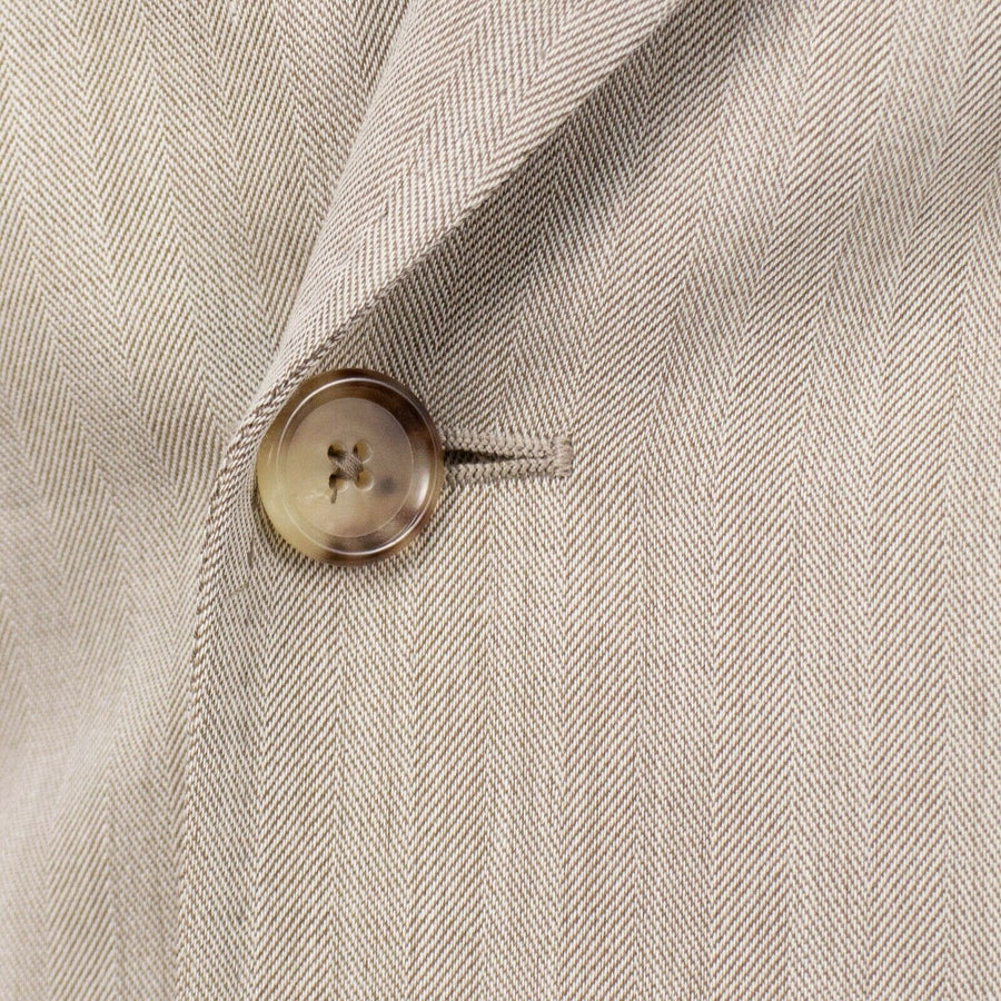 Drop 8 Wool Herringbone Double Breasted Sport Coat - Beige