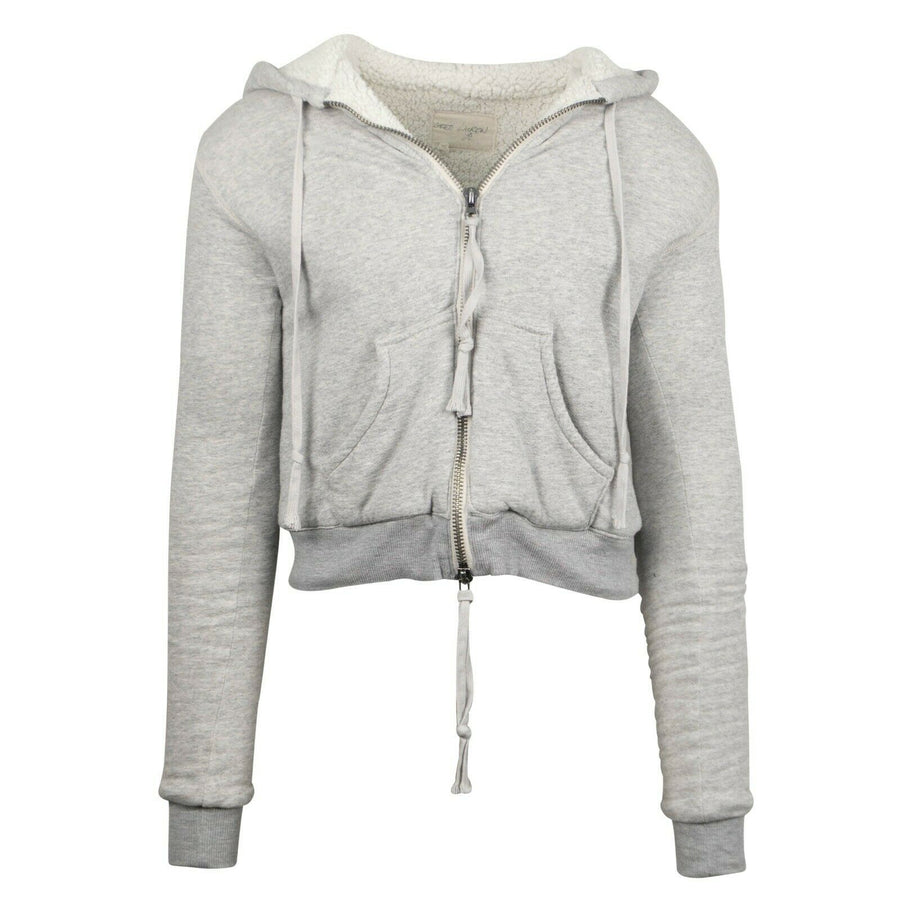 Fleece Sherpa Lined Zip Up Hoodie - Gray