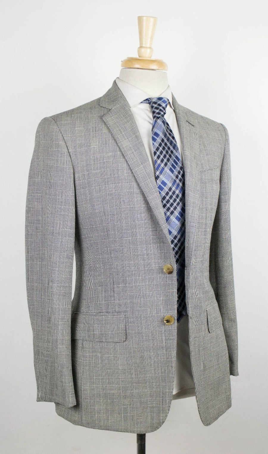 Martin Greenfiel Glen Plaid 2 Button Wool Suit - Gray