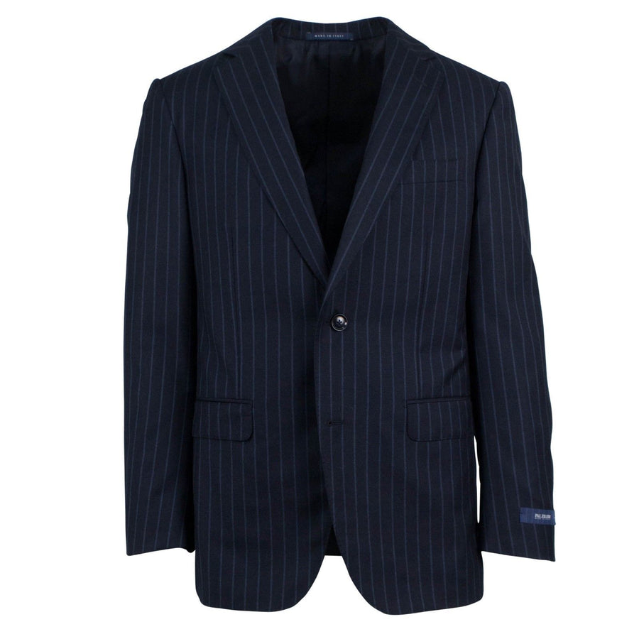 Drop 7 Striped Wool Two Button Suit - Navy