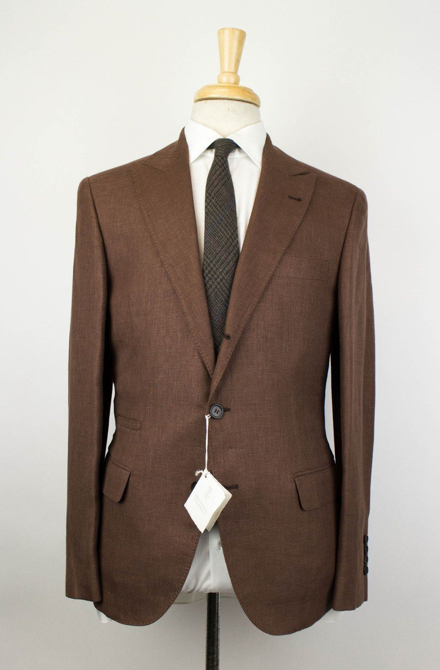 Wool Blend 3 Roll 2 Button Suit - Brown