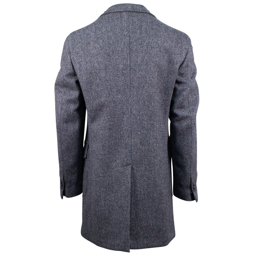 Gray Tweed Wool Slim Fit Coat