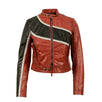 Big Star Design Leather Biker Jacket - Red / Black