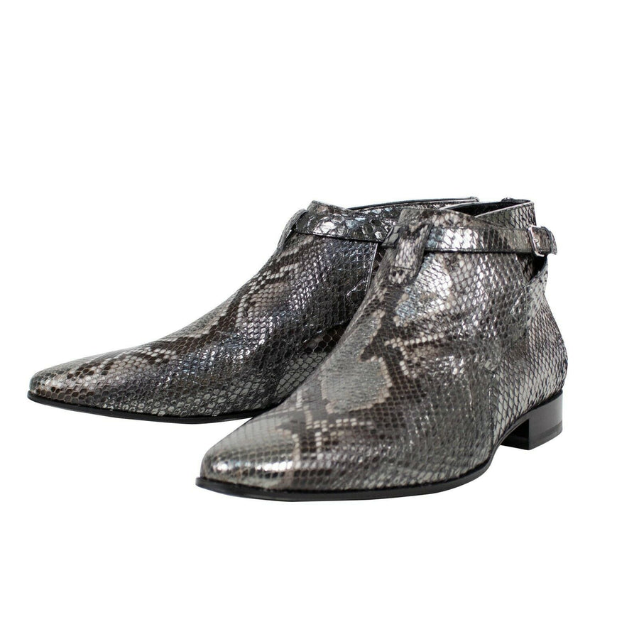 Python Skin Jodhpur Short Boots - Gray