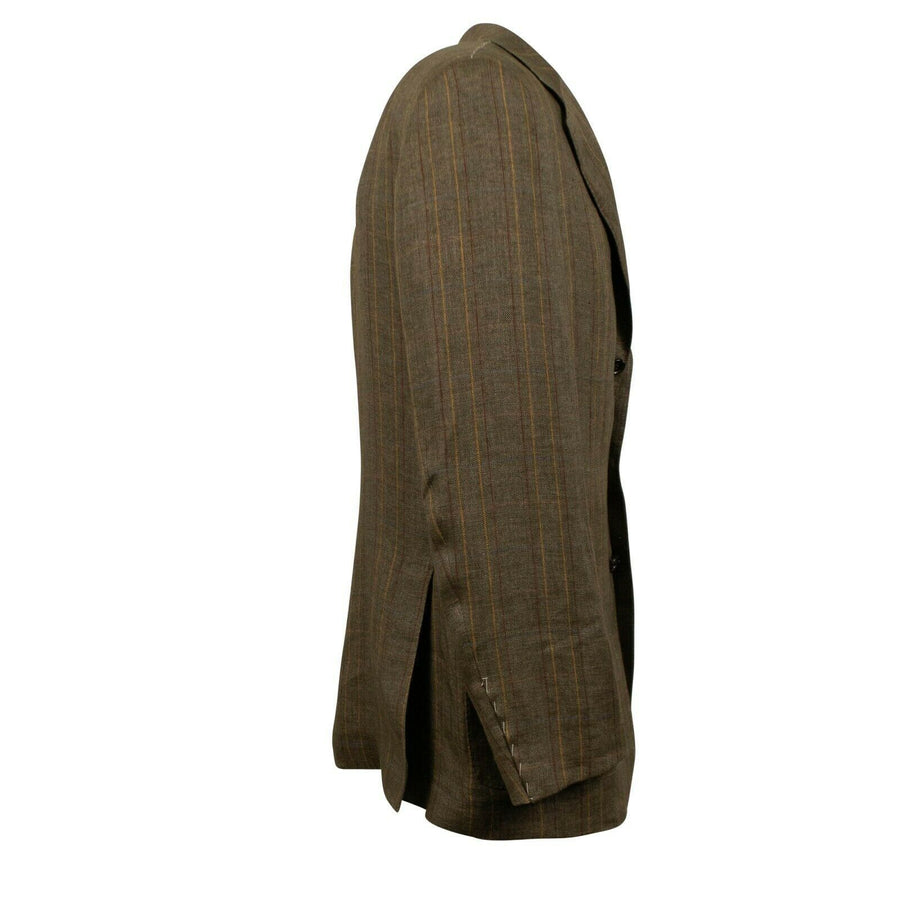 Drop 6 Plaid 3 Roll 2 Button Linen Sport Coat - Light Brown