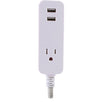 1-Outlet Surge Protector with 2 USB Ports, 10ft Cord (Gray/White)