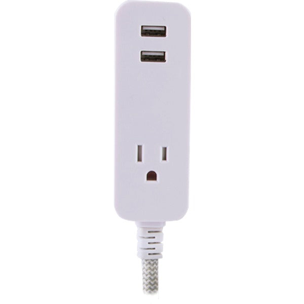 1-Outlet Surge Protector with 2 USB Ports, 10ft Cord (Gray/White)