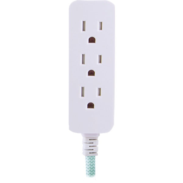 3-Outlet Grounded Surge Protector, 10ft Cord (Mint/White)