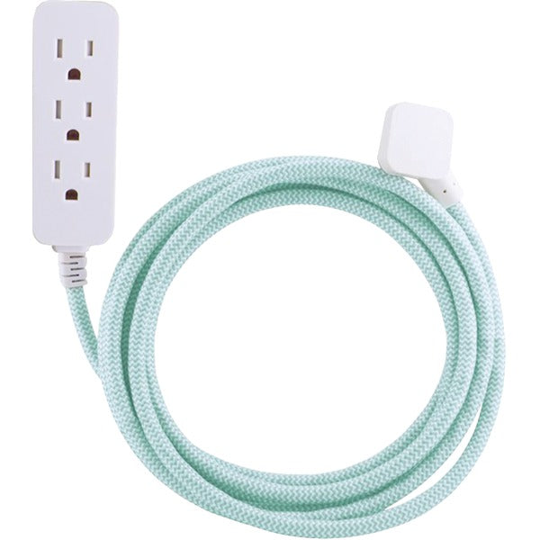 3-Outlet Grounded Surge Protector, 10ft Cord (Mint/White)