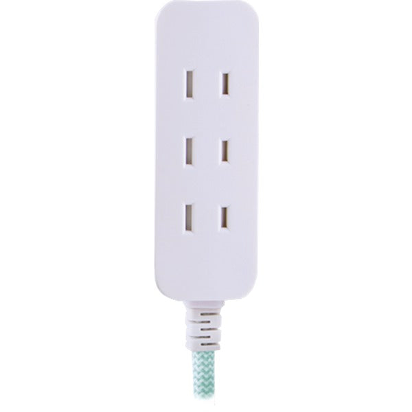 3-Outlet Grounded Surge Protector, 10ft Cord (Mint/White)