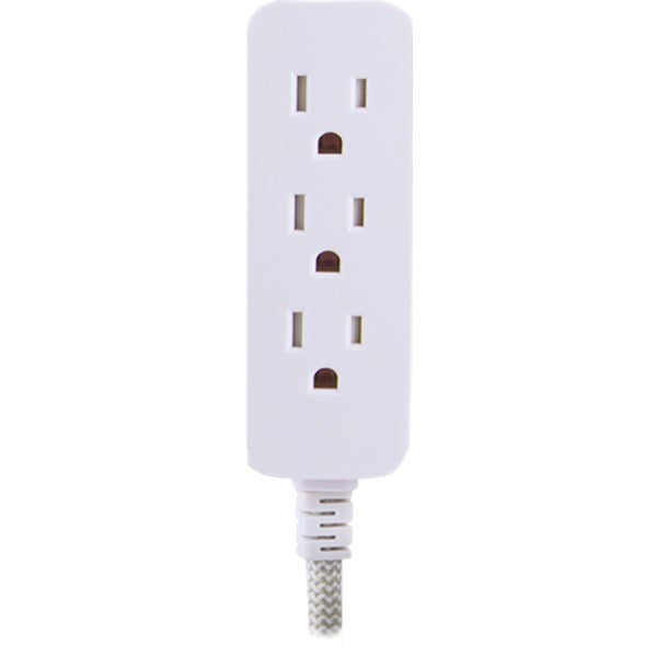 3-Outlet Grounded Surge Protector, 10ft Cord (Gray/White)