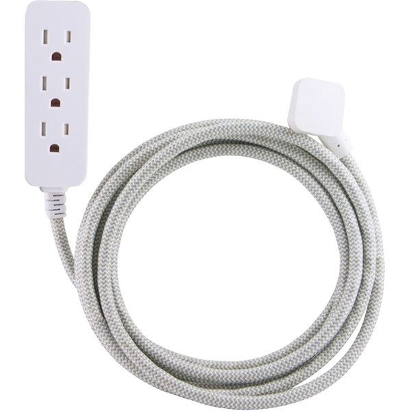 3-Outlet Grounded Surge Protector, 10ft Cord (Gray/White)