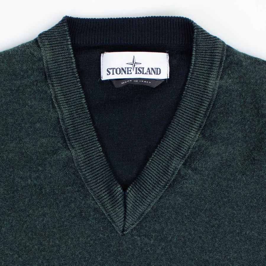 Military Green V-Neck Sweater