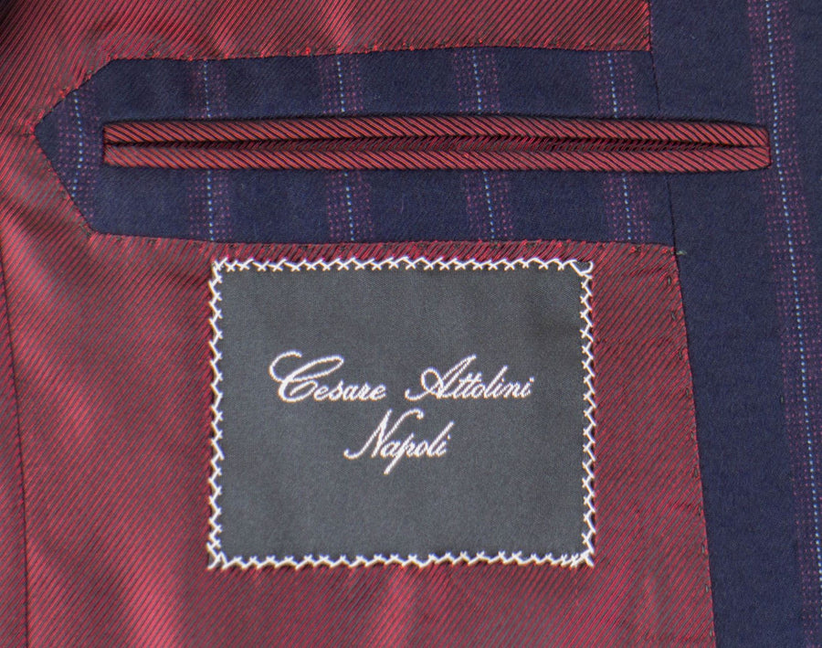 Drop 7 Thick Striped Cashmere Blend Suit - Navy / Purple