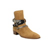 Suede Bandana Strap Buckle Ankle Boot - Tan