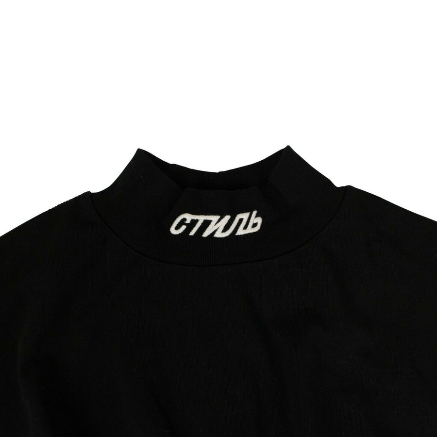 Cropped Turtleneck Short Sleeves T-Shirt - Black