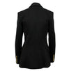 Metallic Wool Double Breasted Blazer - Black