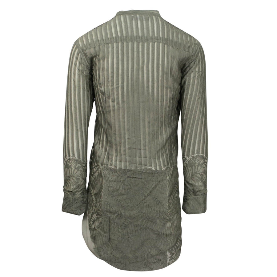 Lace Mid-Length Shirt Dress - Olive