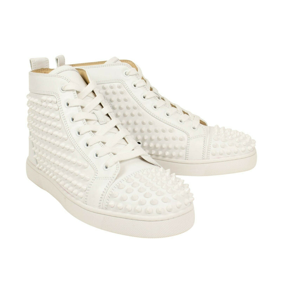 Men's Louis Spikes Calfskin Sneakers - White