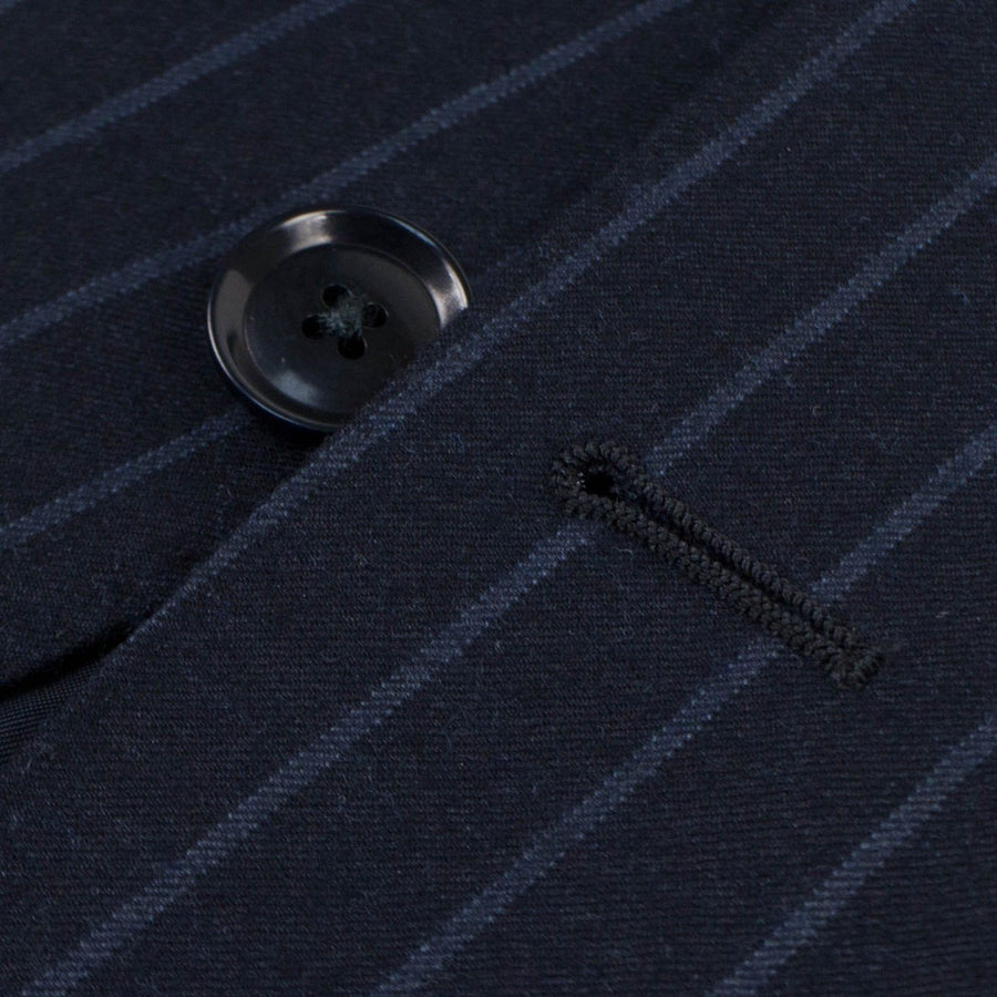 Drop 7 Striped Wool Two Button Suit - Navy