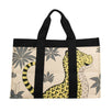 Cotton Leopard Print Large Beach Bag - Beige