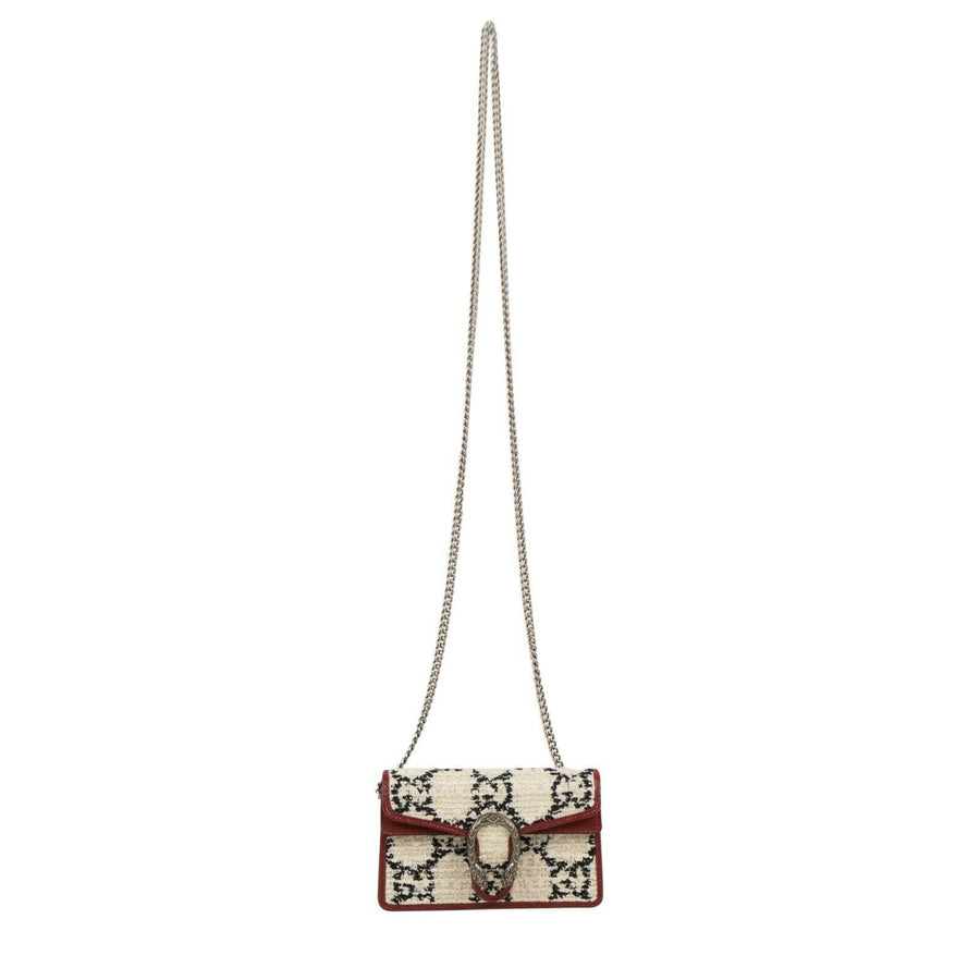 Tweed GG 'Dionysus' Super Mini Shoulder Bag - White And Black